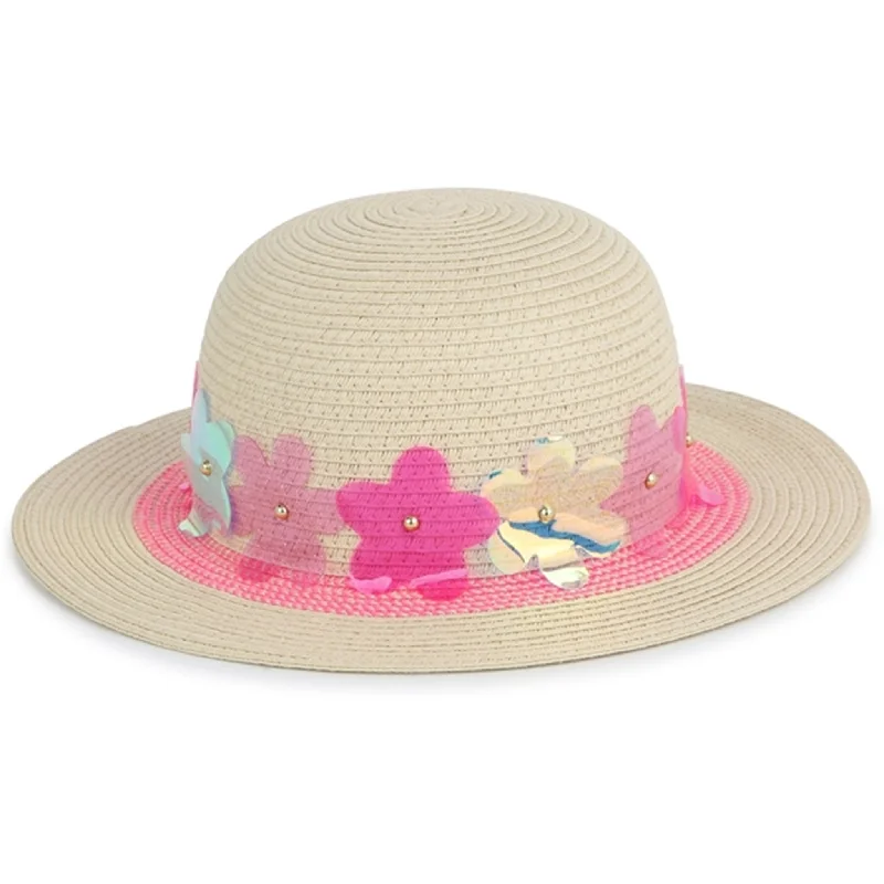 trendy sun protection cap -Billieblush Fuschia Straw Hat