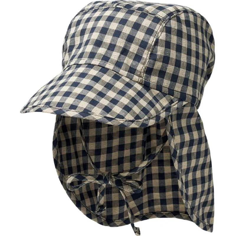 wool hat for hiking trips -Wheat Blue Check Sun Hat Albert